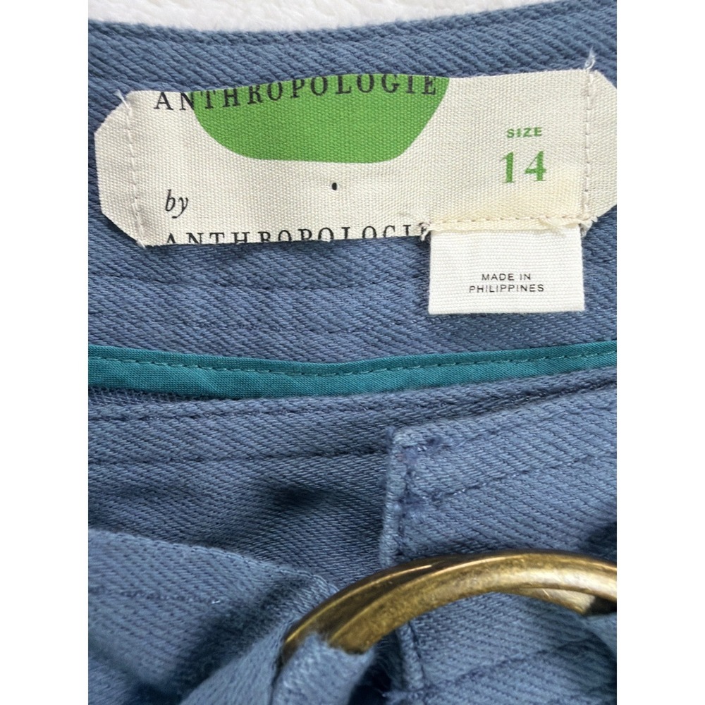 Anthropologie Wedgewood Blue Pants Women 14 Wide Leg Coastal Elegant NWT $120 - Picture 5 of 16